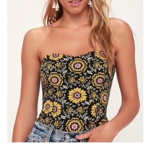 FP Daisy Chain Floral Print Tie-Back Tube Top XS